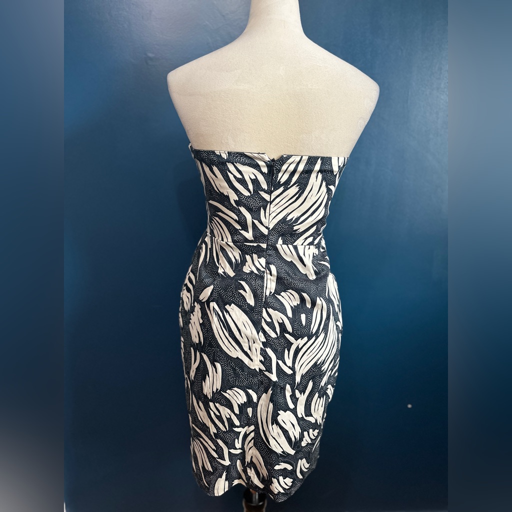 Max Printed Strapless Stretch Cotton Blend Mini Dress Size 8 — image 4 of 8